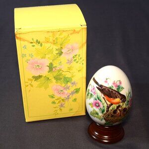 NEW Avon Spring A New Beginning Porcelain Egg Four Seasons Robins Vintage 1984